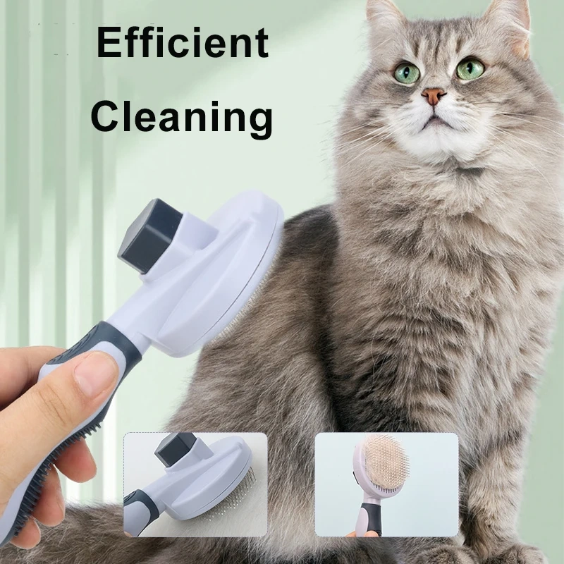 Dog Self Cleaning Slicker Brush Skin Friendly Pet Deshedding Grooming Tool Comb for Dogs & Cats