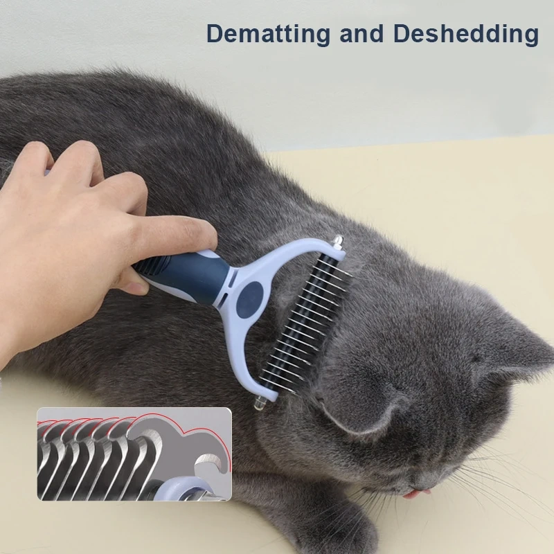 One/Double Head Design Pet Deshedding Brush Dog Undercoat Rake Cat Dematting Comb for Grooming