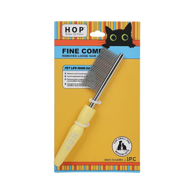 Stainless Steel Dog Face Comb with Wooden Handle for Pet Hair Remover