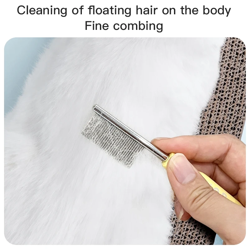 Stainless Steel Dog Face Comb with Wooden Handle for Pet Hair Remover & Knot Opening Massage Cat Comb for Grooming