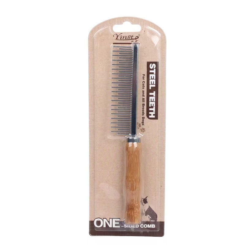 Wooden Handle Pet Grooming Comb for Long and Short-haired