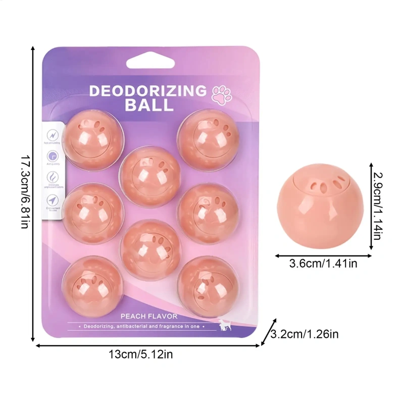 Pet Deodorizer Balls 8-Piece Natural Long-Lasting Adhesive Cat Odor Eliminator Air Freshener Balls For Nest Mat Cage Litter Box