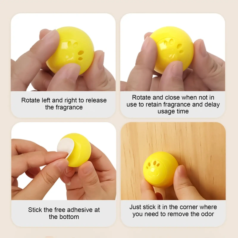 Pet Deodorizer Balls 8-Piece Natural Long-Lasting Adhesive Cat Odor Eliminator Air Freshener Balls For Nest Mat Cage Litter Box