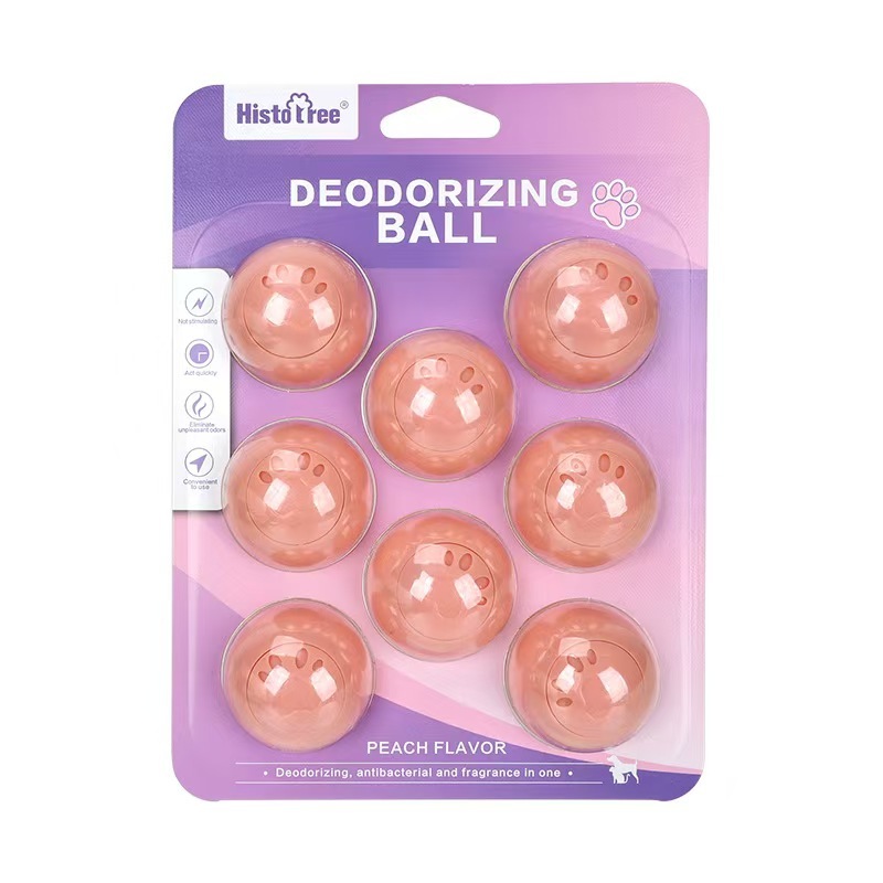Pet Deodorizer Balls 8-Piece Natural Long-Lasting Adhesive Cat Odor Eliminator Air Freshener Balls