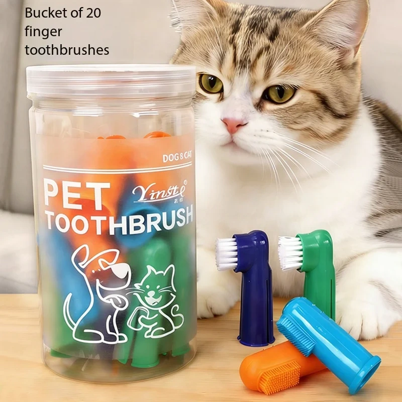 Pet Oral Cleaning Set Tube-packed Double-headed & Finger Toothbrush Dog Teeth Care Kit Wholesale