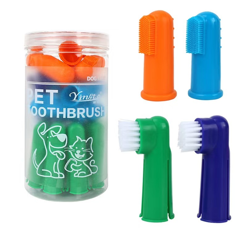 Pet Oral Cleaning Set Tube-packed Double-headed & Finger Toothbrush Dog Teeth Care Kit