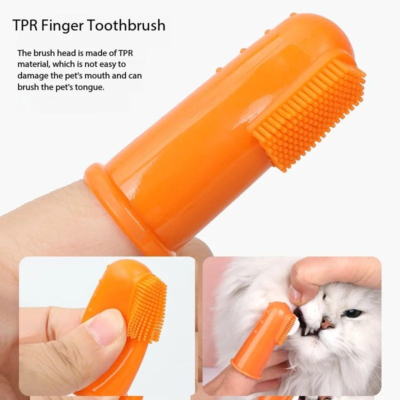 Pet Oral Cleaning Set Tube-packed Double-headed & Finger Toothbrush Dog Teeth Care Kit Wholesale
