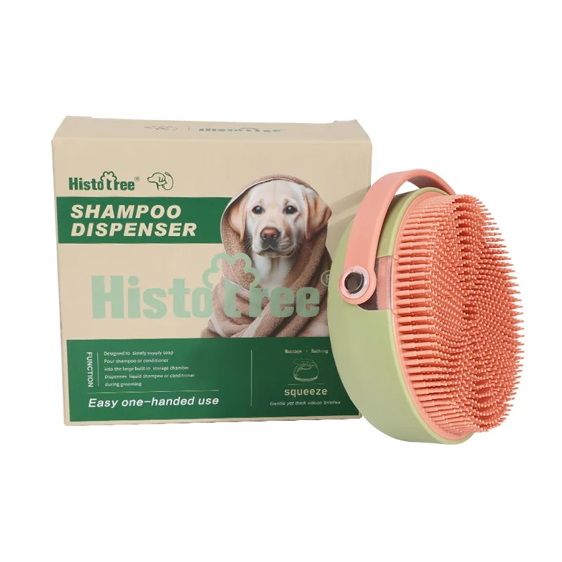 Stocked Luxury Pet Grooming Bath Brush Soap Shampoo Dispenser Rubber Soft Bristle Massage Tool for Small Animals Bathroom Use
