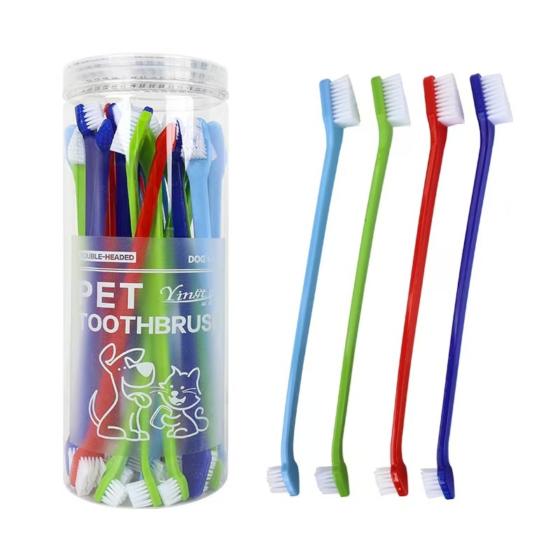 Pet Oral Cleaning Set Tube-packed Double-headed & Finger Toothbrush Dog Teeth Care Kit