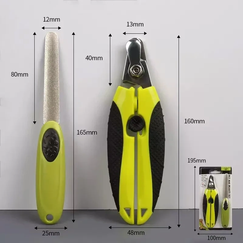 Pet Nail Clipper Set for Dogs and Cats, Grass Green Nail Cutter with File, Safe and Sharp Grooming Tool