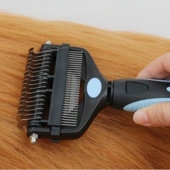 3 in 1 Pet Deshedding Brush Stainless Steel Blade Anti-slip Handle Pet Fur Knot Cutter Portable Pet Grooming Puppy Cat Comb