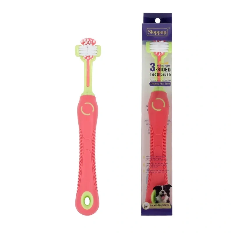 Pet Dog Toothbrush 3-Sided Pet Toothbrush Dog Cleaning Mouth Toothbrush Multiangle Cleaning Teeth Tool Cat Supplies
