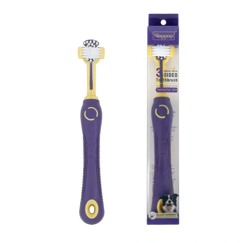 Pet Dog Toothbrush 3-Sided Pet Toothbrush Dog Cleaning Mouth Toothbrush Multiangle Cleaning Teeth Tool Cat Supplies