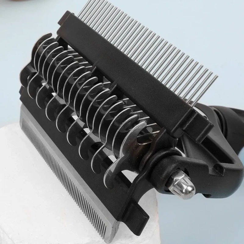 3 in 1 Pet Deshedding Brush Stainless Steel Blade Anti-slip Handle Pet Fur Knot Cutter Portable Pet Grooming Puppy Cat Comb