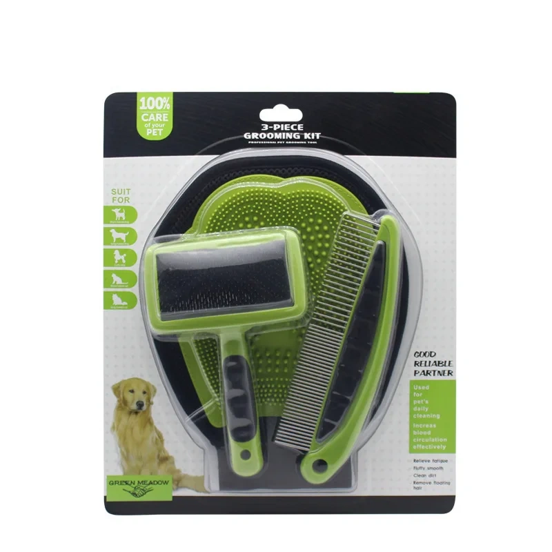 Pet Bathing Gloves, Dog Bath Brush Set, Cat Hair Removal Gloves, De-shedding Comb, Straight Comb, Cleaning Tools