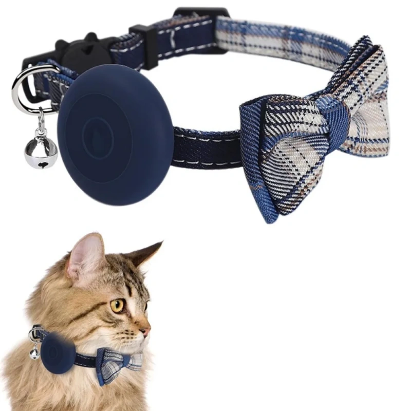 Bow Tie Pet Collar With Bell Silicone Protector Tracker Locator Holder Collar Accessories Adjustable for Airtag