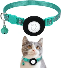 Pet Safety Reflective Collar Adjustable Footprint Print Pet Necklace With Bells For Airtag Cat Dog Accessories