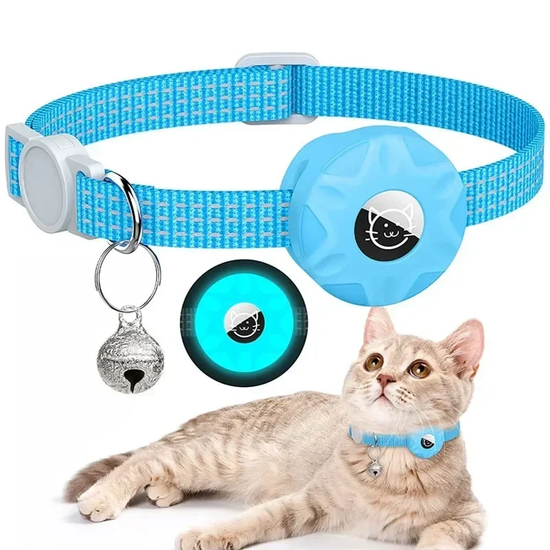 Anti-Lost Pet Cat Collar with Airtag Holder,for Apple Air Tag Positioning Kitten Collar with Reflective Cat Necklace Accessories