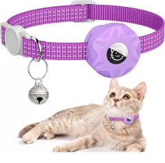 Anti-Lost Pet Cat Collar with Airtag Holder,for Apple Air Tag Positioning Kitten Collar with Reflective Cat Necklace Accessories