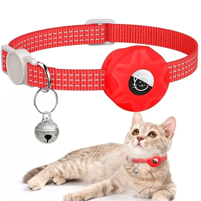 Anti-Lost Pet Cat Collar with Airtag Holder,for Apple Air Tag Positioning Kitten Collar with Reflective Cat Necklace Accessories