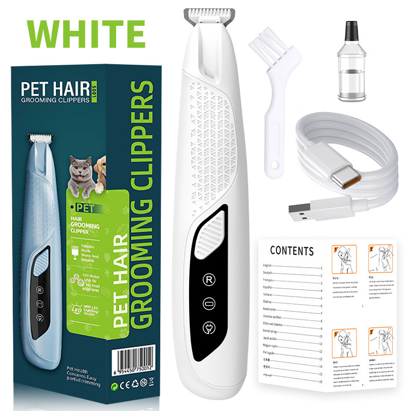 Multi-color Rechargeable Electric Pet Hair Trimmer LED Light Professional Dog Cat Grooming Clipper