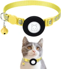 Pet Safety Reflective Collar Adjustable Footprint Print Pet Necklace With Bells For Airtag Cat Dog Accessories