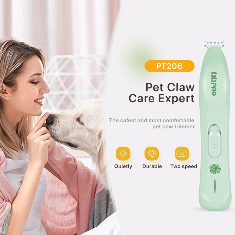 LILIPRO PT206 Professional Electric Cordless Dog Paw Shaver Rechargeable Quiet Pet Hair Trimmer Portable Cat Fur Grooming Kit
