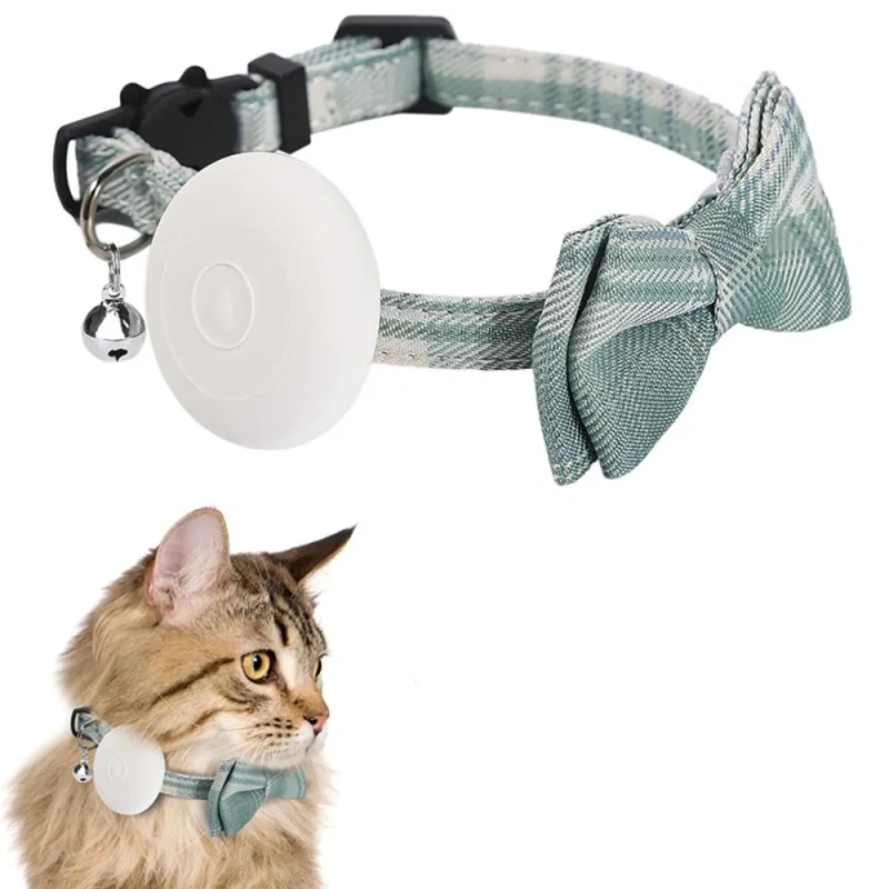 Bow Tie Pet Collar With Bell Silicone Protector Tracker Locator Holder Collar Accessories Adjustable for Airtag