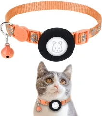 Pet Safety Reflective Collar Adjustable Footprint Print Pet Necklace With Bells For Airtag Cat Dog Accessories