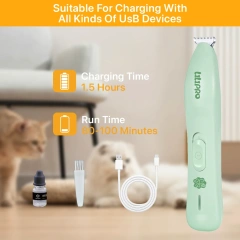 LILIPRO PT206 Professional Electric Cordless Dog Paw Shaver Rechargeable Quiet Pet Hair Trimmer Portable Cat Fur Grooming Kit