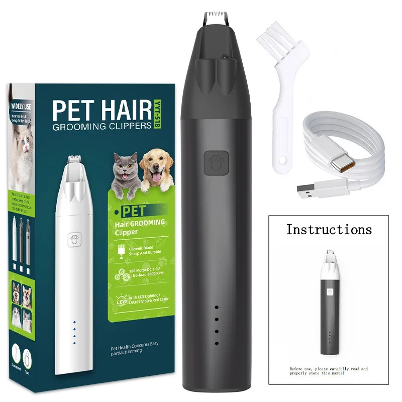 Foot Hair Trimmer Dog Cat Foot Shaver Pet Grooming Pet Shaver Dog Electric Groomer Trimmer with LED Light