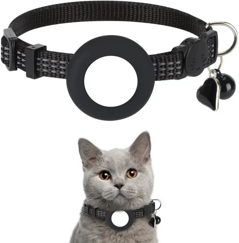 Breathable Pet Locator Nylon Collar for Airtag Adjustable Size Locator Collar for Cat Waterproof Outdoor Pet Tracker