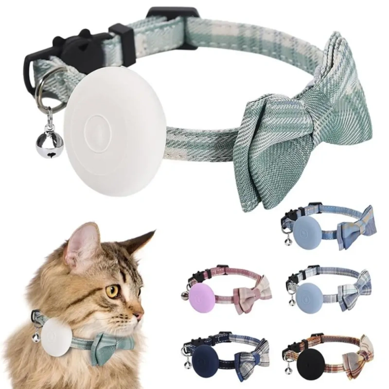 Bow Tie Pet Collar With Bell Silicone Protector Tracker Locator Holder Collar Accessories Adjustable for Airtag