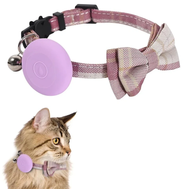 Bow Tie Pet Collar With Bell Silicone Protector Tracker Locator Holder Collar Accessories Adjustable for Airtag