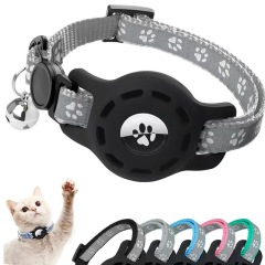 AirTag Cat Collar with Bells, Safety Buckle Cats Collar with Airtag Holder