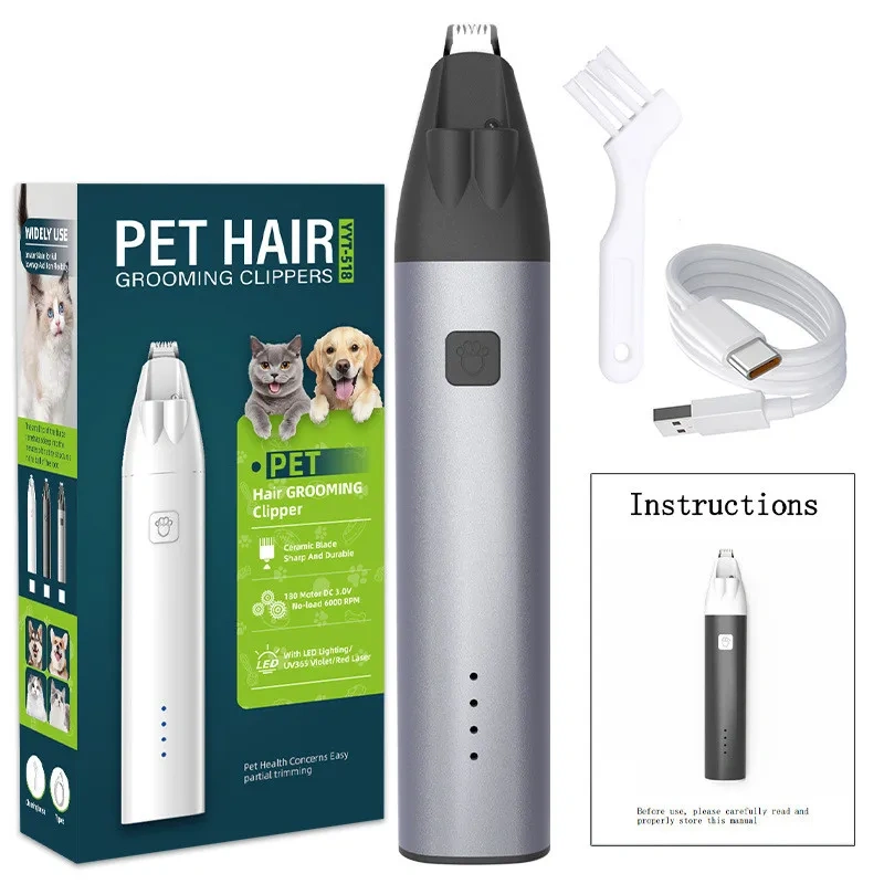 Foot Hair Trimmer Dog Cat Foot Shaver Pet Grooming Pet Shaver Dog Electric Groomer Trimmer with LED Light