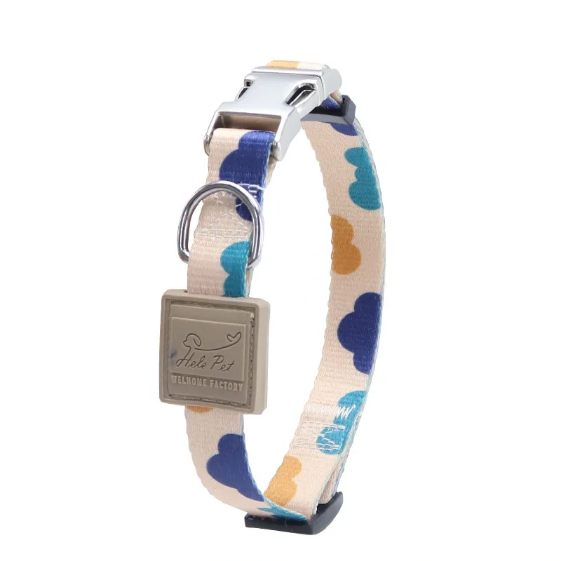 Dog Collar with Metal Buckle Color-Block- Adjustable Pet Collar for Small Medium Large Dogs Durable Nylon Dog Collar