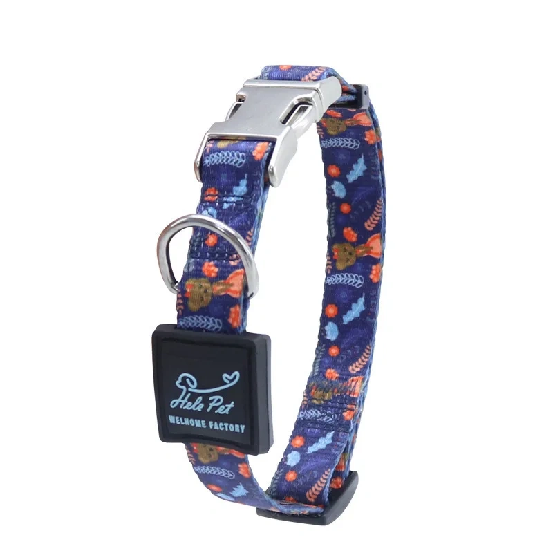 Dog Collar with Metal Buckle Color-Block- Adjustable Pet Collar for Small Medium Large Dogs Durable Nylon Dog Collar