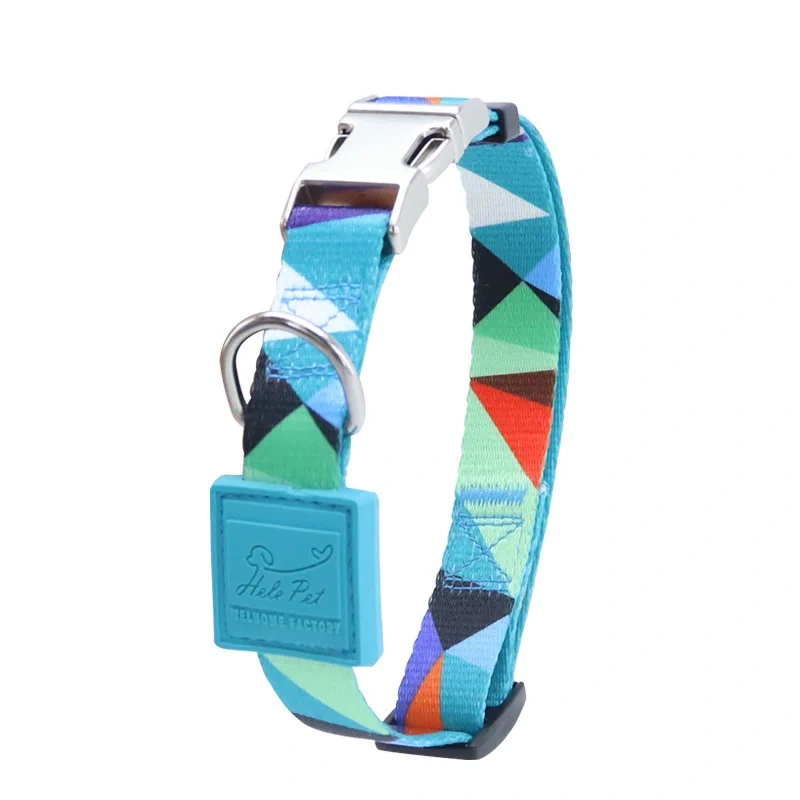Dog Collar with Metal Buckle Color-Block- Adjustable Pet Collar for Small Medium Large Dogs Durable Nylon Dog Collar