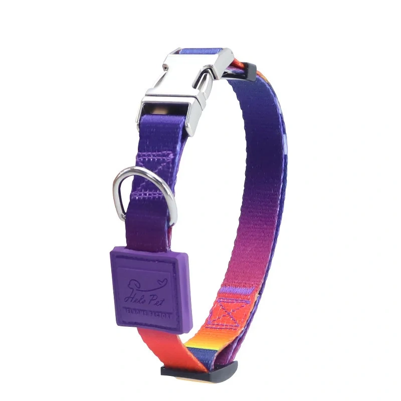 Dog Collar with Metal Buckle Color-Block- Adjustable Pet Collar for Small Medium Large Dogs Durable Nylon Dog Collar