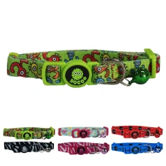 Juicepet Brand Hot Selling Style Polyester Printing Ring Cat Collars for Cat Cute Cat Buckle All Seasons Collar With Bell