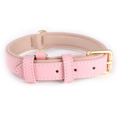 Leather Dog Collar Neoprene Padded Solid Leather Dog Collar 5-speed Adjustment Leather Collar