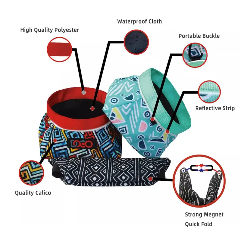 Dropshipping Products 2024 Pet Bowls Foldable Waterproof Cloth Portable Travel Magnet Folding Multifunctional Dog Bowl