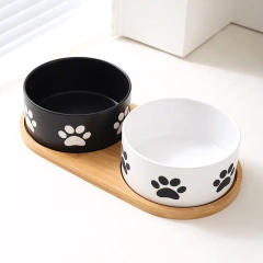 Hot Selling New Creative Debossed Claw Cute Ceramic Bowls Custom Hand Painted Pet Bowl Dog Cat Food Water Bowl Pet Supplier