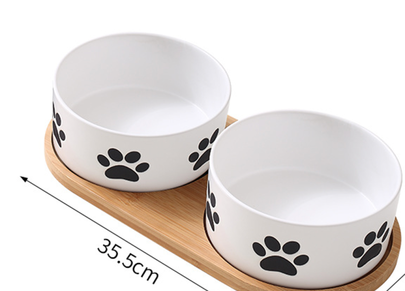 Cute Ceramic Bowls Custom Hand Painted Pet Bowl Dog Cat Food Water Bowl