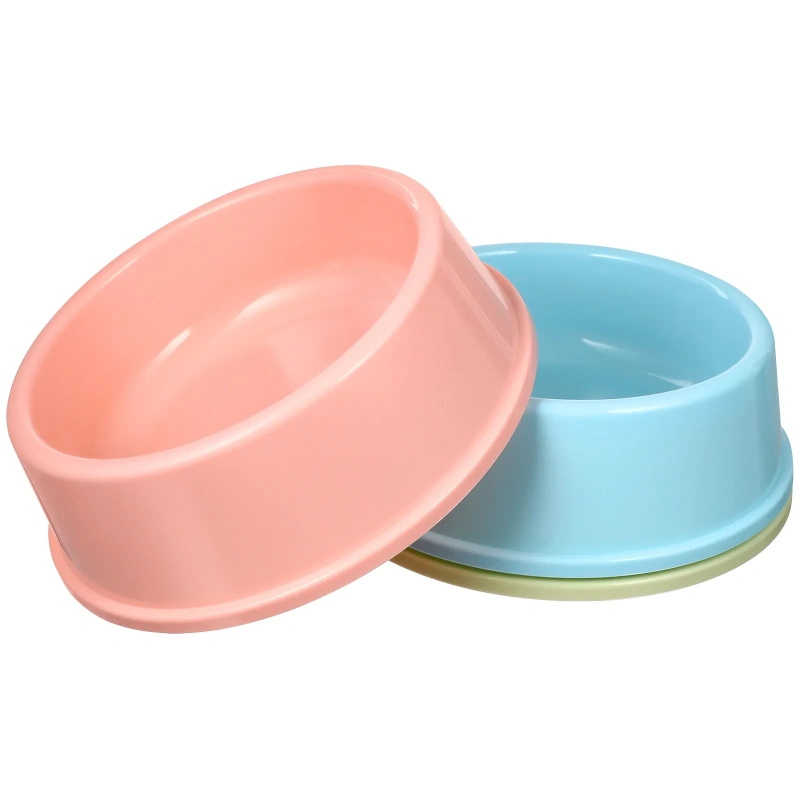 3Pcs Plastic Medium Candy Colored Round Dog Bowl Pet Food Feeder Durable Easy Clean Healthy Pet Bowl Dog Food Feeder