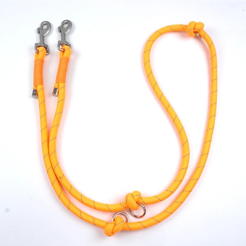 Hot Selling Multi Color Nylon Reflective Pet Double Head Leash Durable Sturdy for Outdoor Walking Training All  Dogs Daily Use
