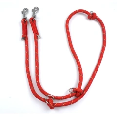 Hot Selling Multi Color Nylon Reflective Pet Double Head Leash Durable Sturdy for Outdoor Walking Training All  Dogs Daily Use