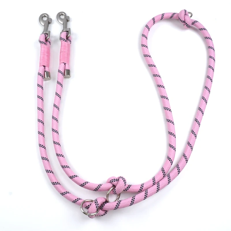 Hot Selling Multi Color Nylon Reflective Pet Double Head Leash Durable Sturdy for Outdoor Walking Training All  Dogs Daily Use