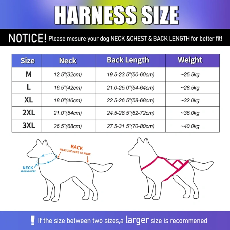 Dog Sledding Harness Durable Pet Weight Pulling Harnesses Reflective Training Vest Adjustable for Medium Large Dogs Skijoring